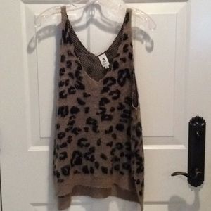 Leopard vest acrylic sweater